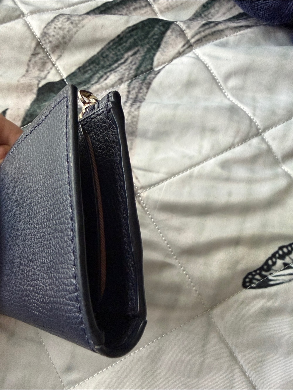 kate spade navy leather zip wallet / card holder - Picture 6 of 8